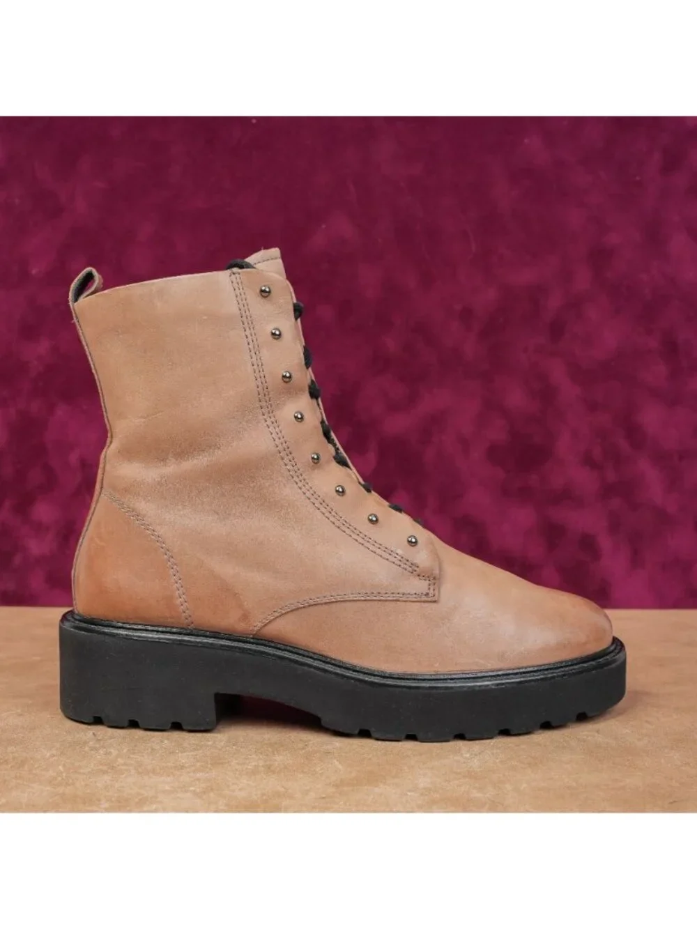 Paul Green Women Jean Taupe Nubuck Lace-up Festival Combat boots sz 8US AUS 5.5 - Picture 4 of 9